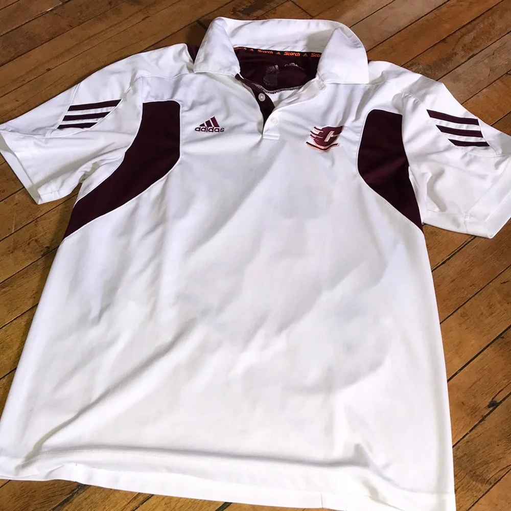 CMU Chippewas adidas Men's White Polo‎ with Central Michigan Maroon Accents